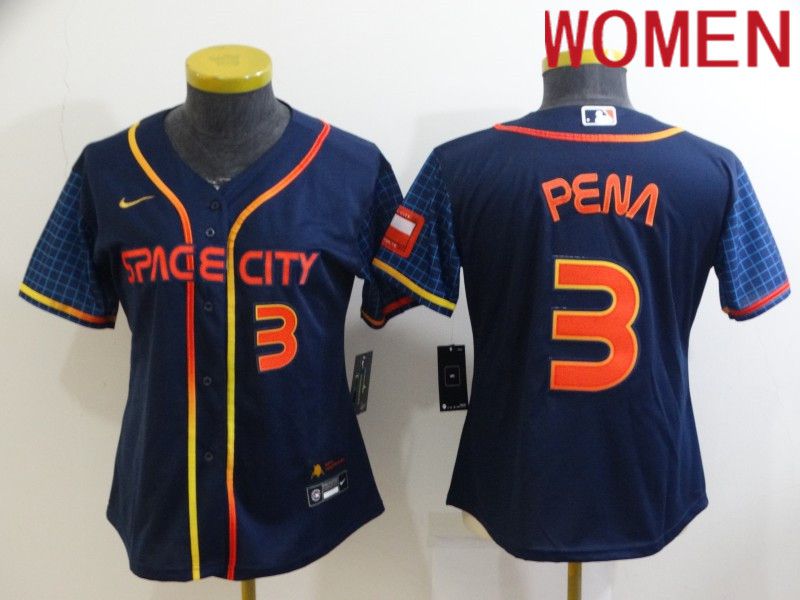 Women Houston Astros #3 Pena Blue City Edition Game Nike 2022 MLB Jerseys->houston astros->MLB Jersey